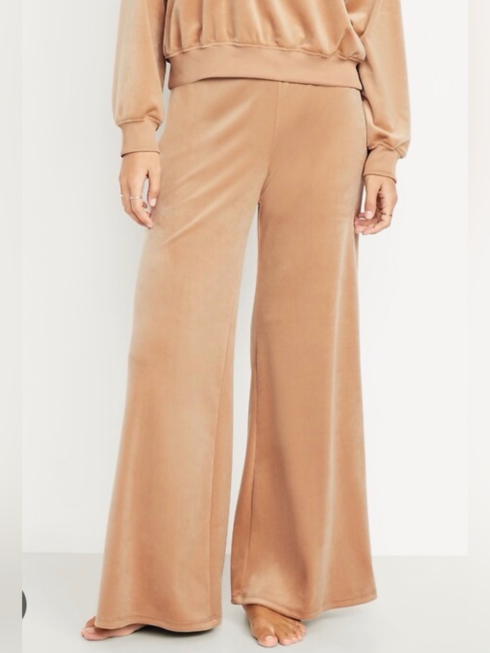 Old Navy High Waisted Velour Flare Lounge Pants- Classic Camel